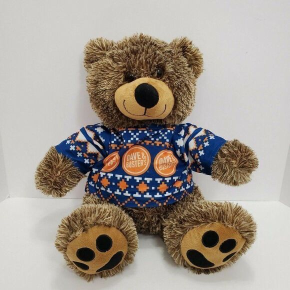Dave And Busters Brown Bear 16" Plush Toy Orange & - Picture 2 of 9